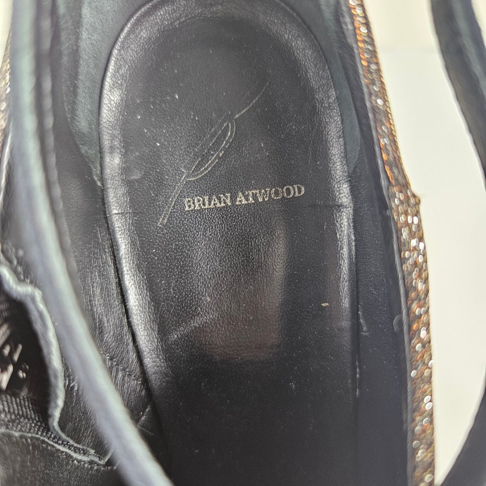 B. Brian Atwood Fruitera Womens 7.5 Gold Bronze Iridescent Strap Stiletto Heels - Picture 8 of 11